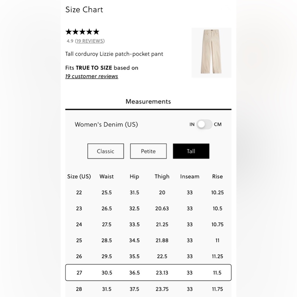 J. Crew Women's Lizzie patch pocket wide leg Corduroy Pants size 27 Tall 33” - Picture 6 of 7